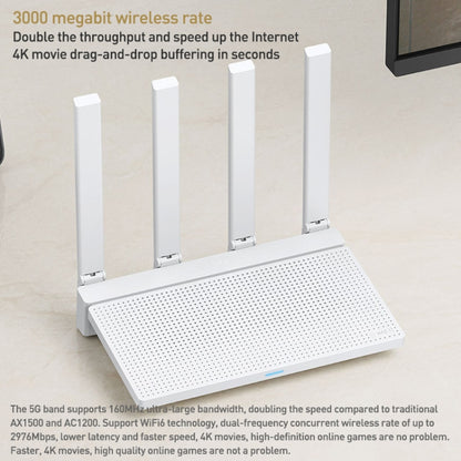 Original Xiaomi AX3000T 2.4GHz/5GHz Dual-band 1.3GHz CPU Router Supports NFC Connection, US Plug, AX3000T