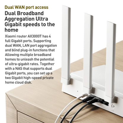 Original Xiaomi AX3000T 2.4GHz/5GHz Dual-band 1.3GHz CPU Router Supports NFC Connection, US Plug, AX3000T