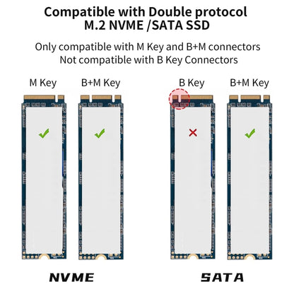 Onten UCA322+ 10Gbps M.2 M-key NVMe NGFF SSD Enclosure, Onten UCA322+