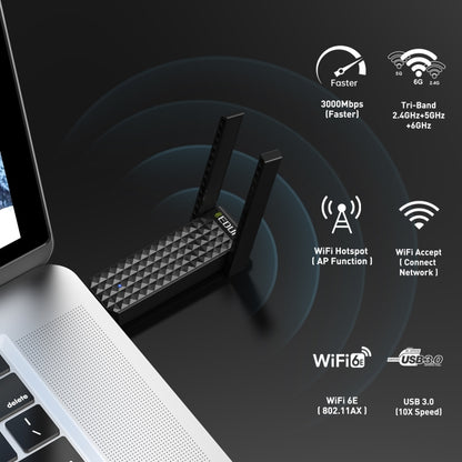 EDUP AX1673 3000Mbps WiFi 6 Dual-Band USB WiFi Adapter Wireless Network Card, AX1673