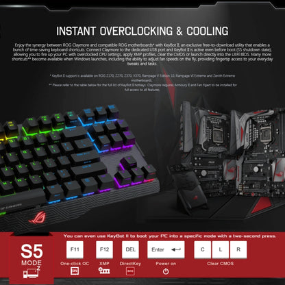 ASUS Claymore USB 2.0 RGB Backlight Detachable Wired Mechanical Black Switch Gaming Keyboard with Detachable Cable, Claymore