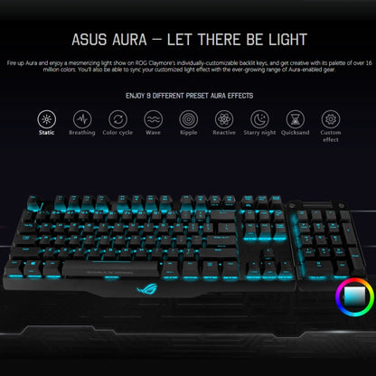 ASUS Claymore USB 2.0 RGB Backlight Detachable Wired Mechanical Black Switch Gaming Keyboard with Detachable Cable, Claymore