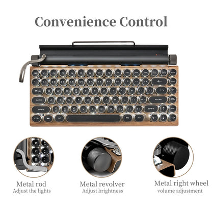 TW1867 Round Retro Punk Keycap Mechanical Wireless Bluetooth Keyboard