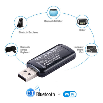 EDUP EP-AC1681 2 in 1 AC1200Mbps 2.4GHz & 5.8GHz Dual Band USB WiFi Adapter External Network Card with Bluetooth 4.1 Function, EP-AC1681