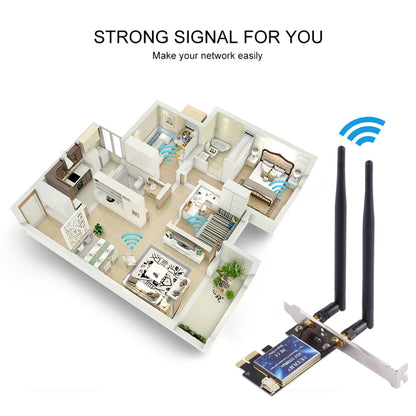 EDUP EP-9620 2 in 1 AC1200Mbps 2.4GHz & 5.8GHz Dual Band PCI-E 2 Antenna WiFi Adapter External Network Card + Bluetooth, EP-9620 1200Mbps (2 in 1)
