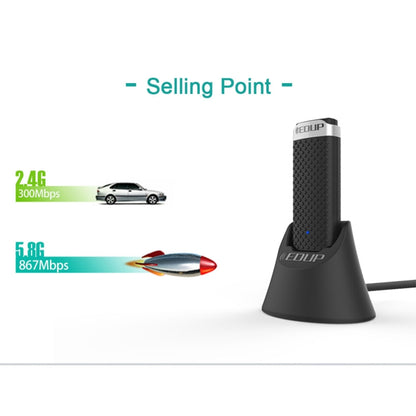 EDUP EP-AC1609 1200Mbps High Speed USB 3.0 WiFi Adapter Receiver Ethernet Adapter with 1m Extend Cable & Base, EP-AC1609 1200Mbps