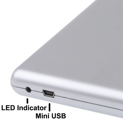 USB 2.0 Slim Aluminum Alloy Portable Slot-in External DVD-RW Drive, Plug and Play, Aluminum Alloy