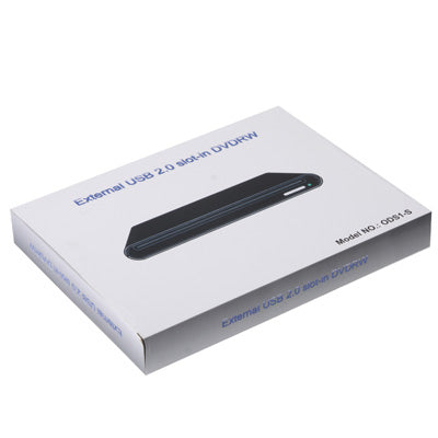 USB 2.0 Slim Aluminum Alloy Portable Slot-in External DVD-RW Drive, Plug and Play, Aluminum Alloy