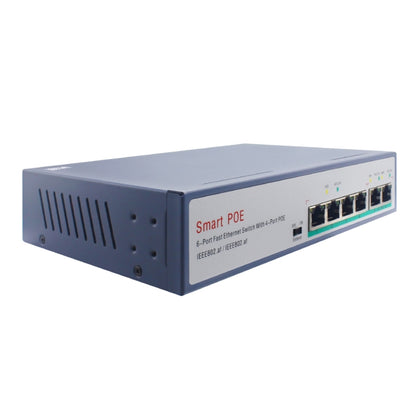 ESCAM POE 4+2 6-Port Fast Ethernet Switch 4-Port POE 10/100M 120W Network Switch, Transmission Distance: 150m, 6 Ports