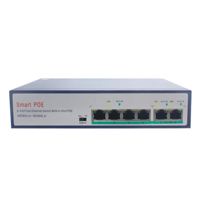 ESCAM POE 4+2 6-Port Fast Ethernet Switch 4-Port POE 10/100M 120W Network Switch, Transmission Distance: 150m, 6 Ports