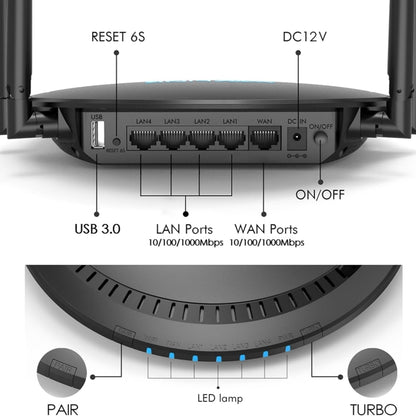 WAVLINK WN531P3 WAN / LAN Port Signal Booster Wireless Repeater AC1200 Wireless Routers, US Plug, EU Plug, UK Plug, AU Plug