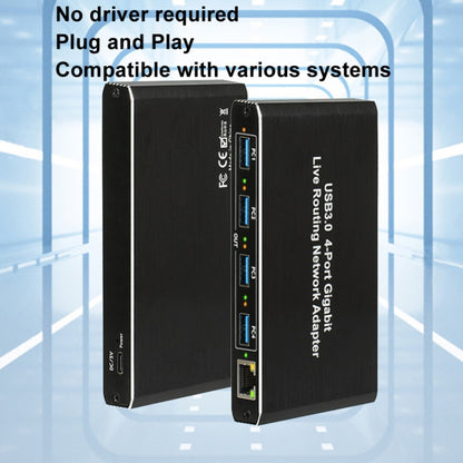 USB3.0 4-Ports Gigabit Network Adapter Plug and Play Router, 4-Ports